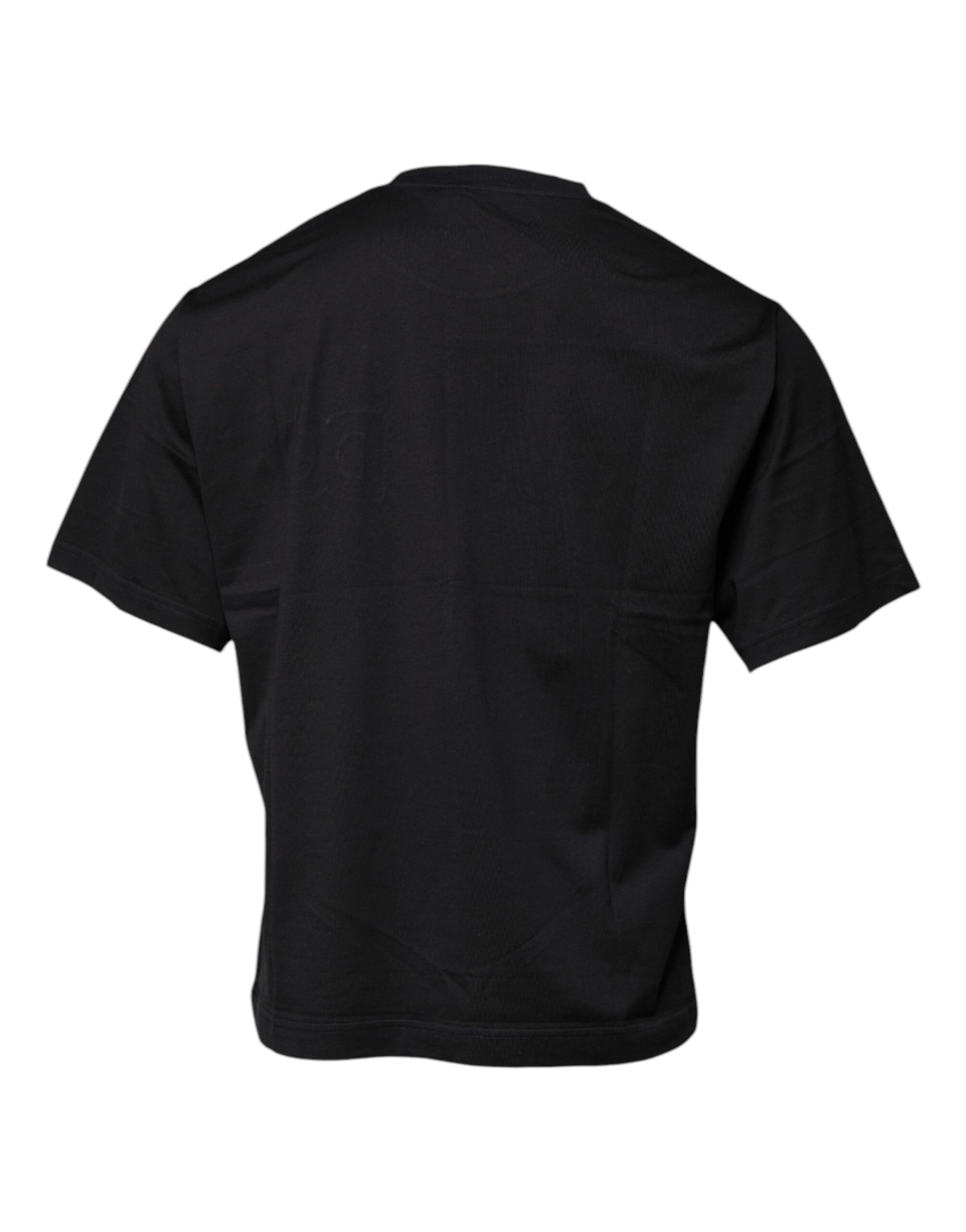 Schwarzes Baumwoll-T-Shirt mit Rundhalsausschnitt und DG-Logo-Print