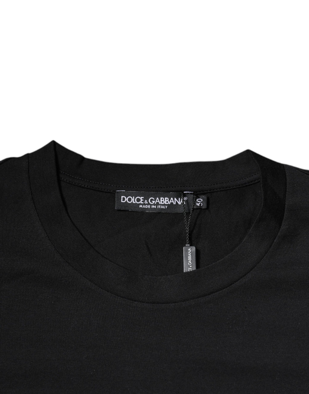 Schwarzes Baumwoll-T-Shirt mit Rundhalsausschnitt und DG-Logo-Print