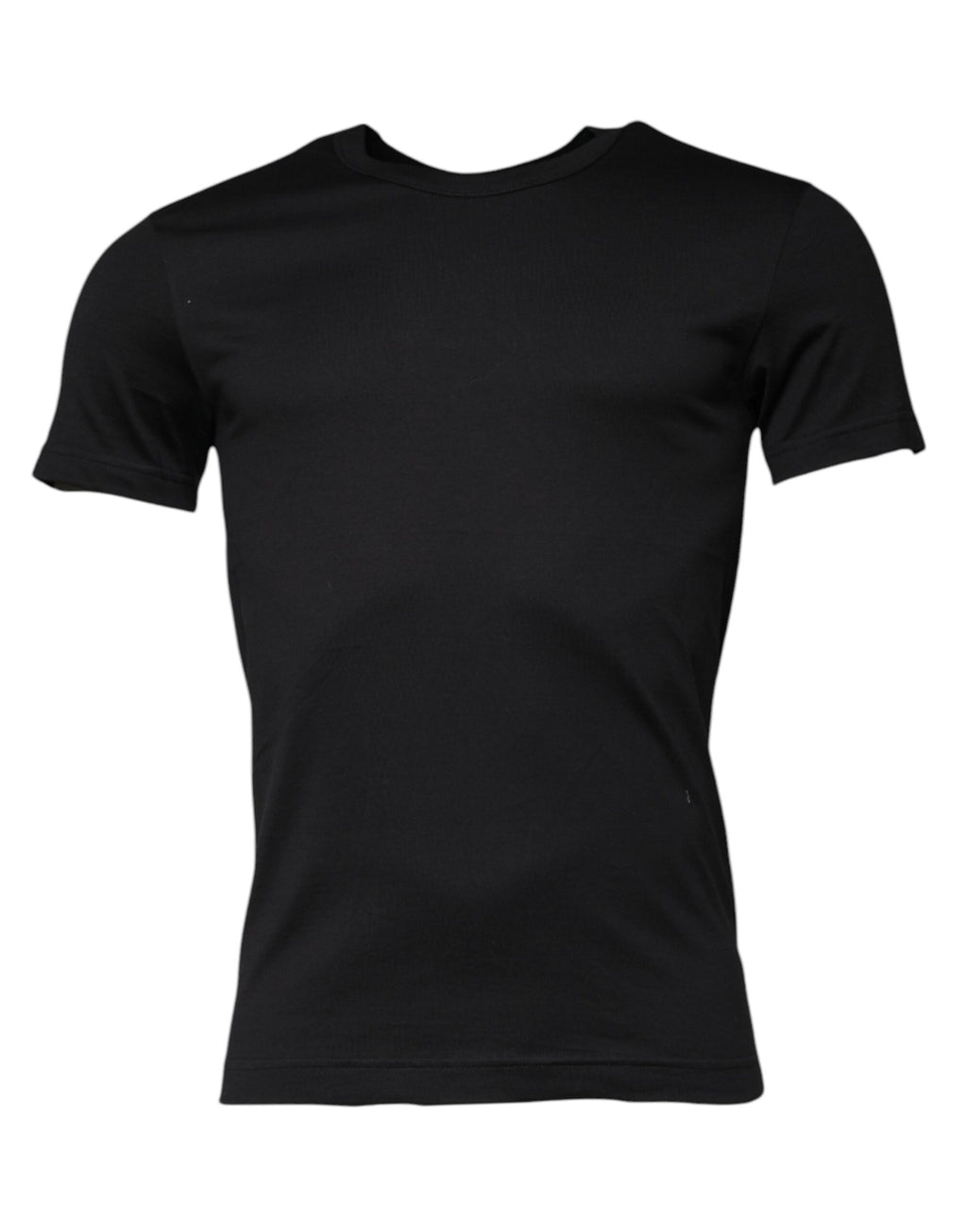 Schwarzes T-Shirt aus Baumwolle mit Rundhalsausschnitt und kurzen Ärmeln