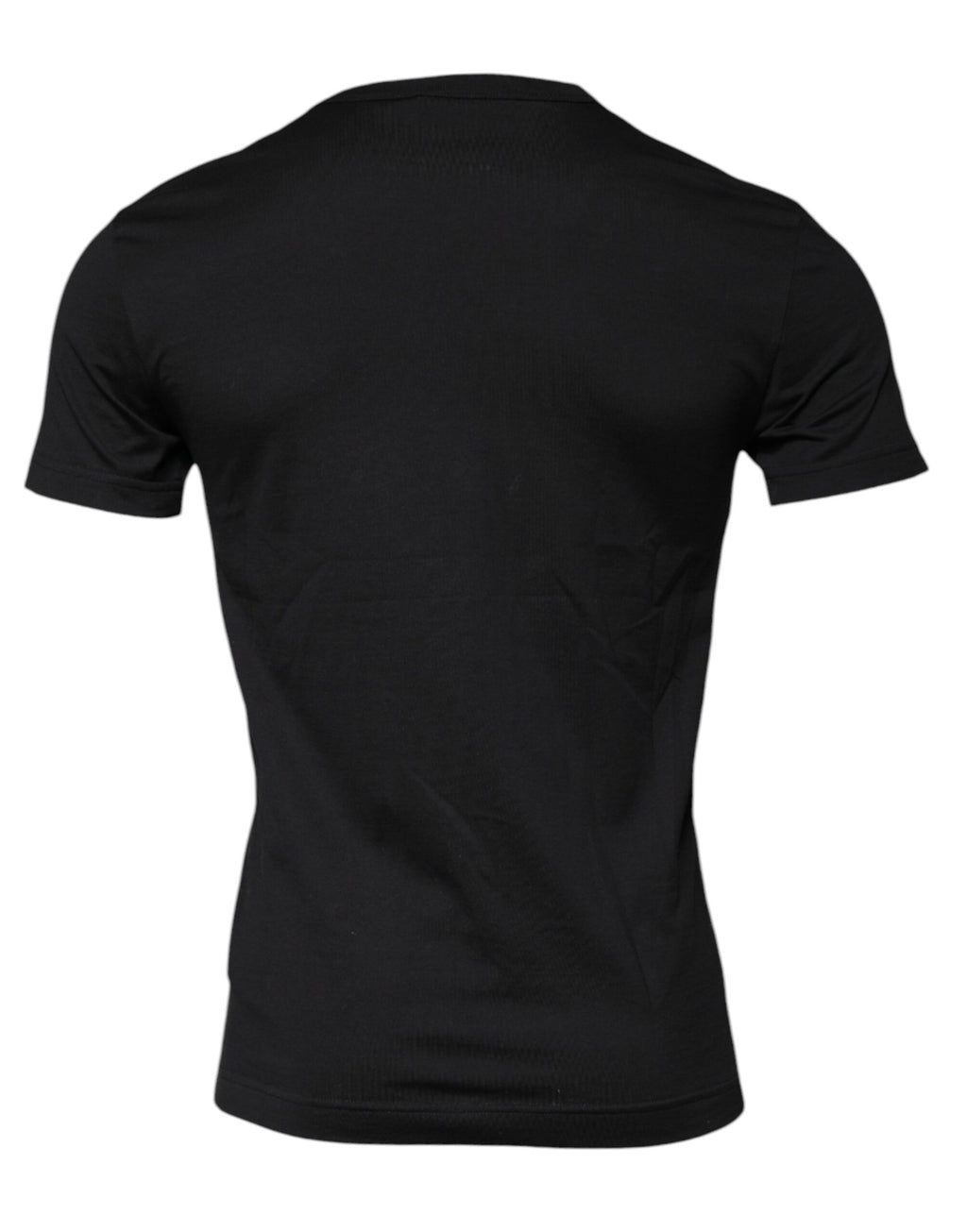 Schwarzes T-Shirt aus Baumwolle mit Rundhalsausschnitt und kurzen Ärmeln