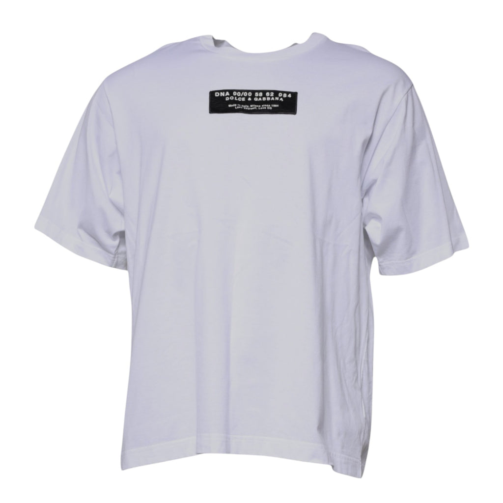 Weißes Baumwoll-T-Shirt mit Rundhalsausschnitt und Logo-Print