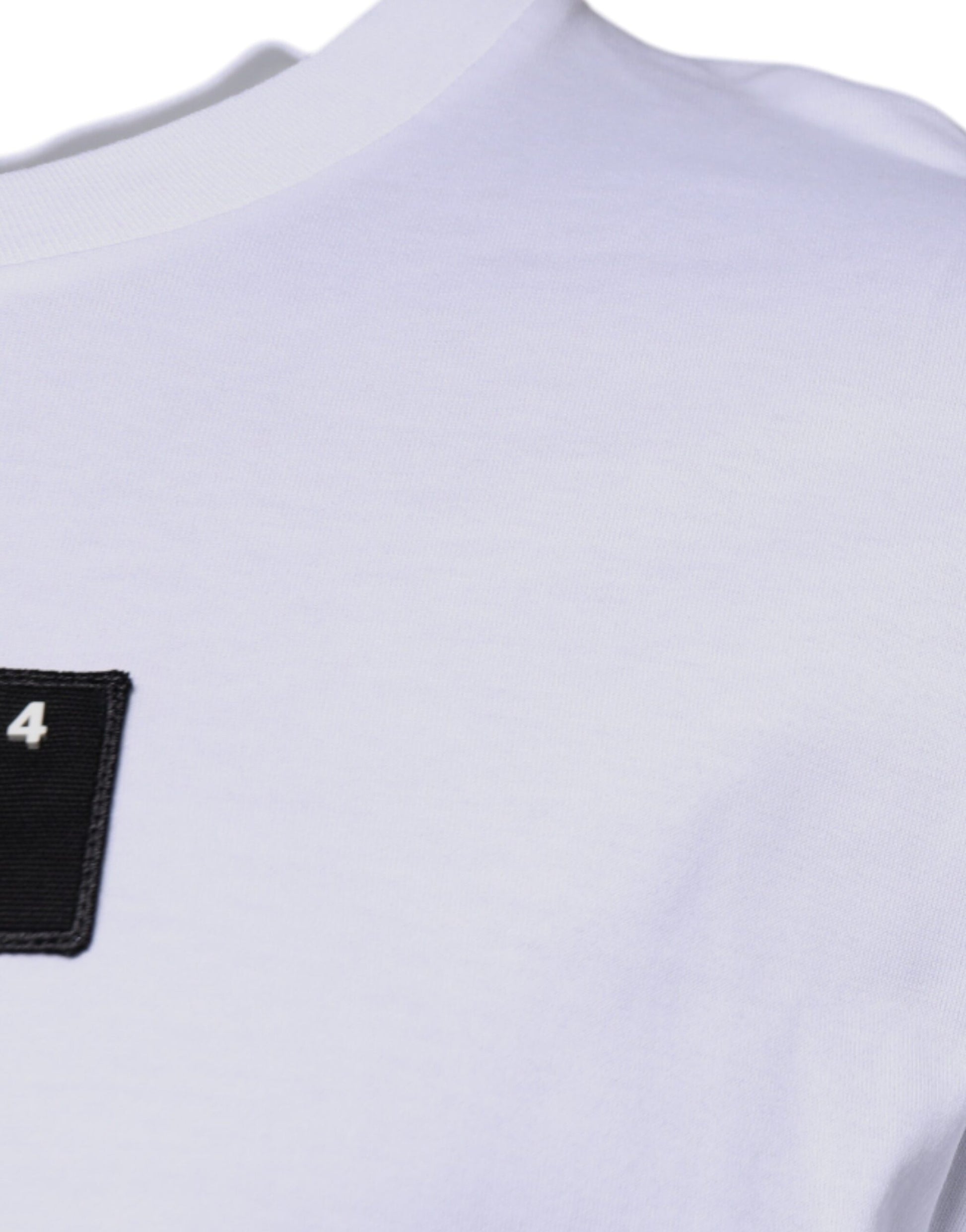 Weißes Baumwoll-T-Shirt mit Rundhalsausschnitt und Logo-Print