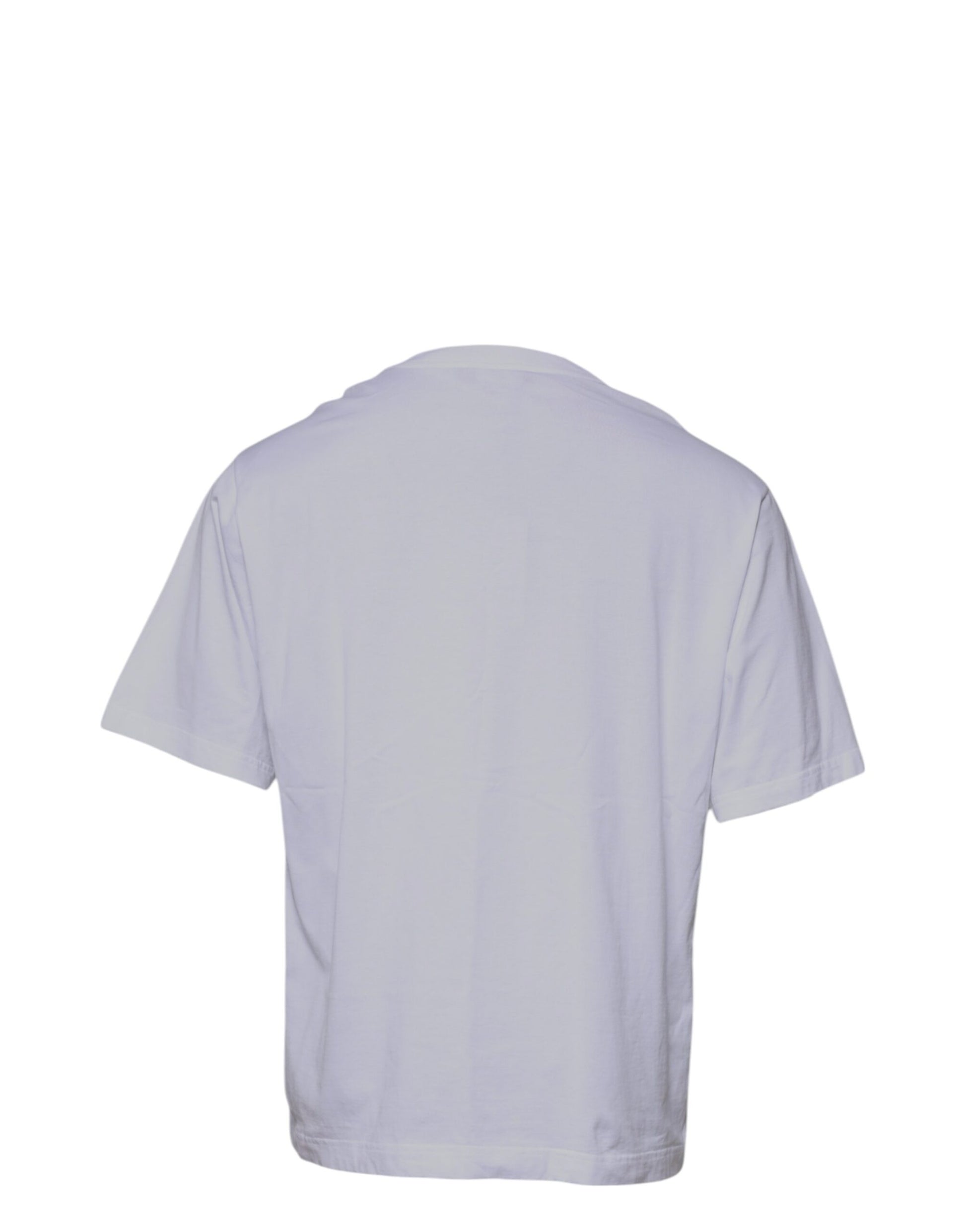 Weißes Baumwoll-T-Shirt mit Rundhalsausschnitt und Logo-Print