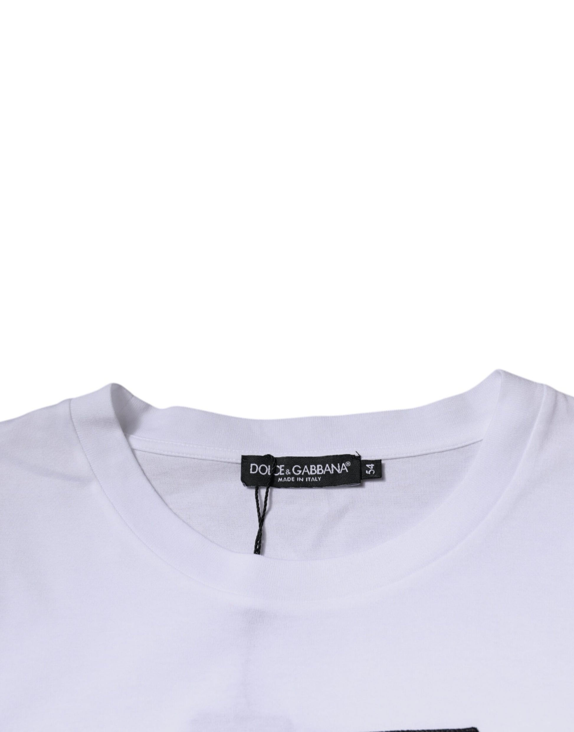 Weißes Baumwoll-T-Shirt mit Rundhalsausschnitt und Logo-Print