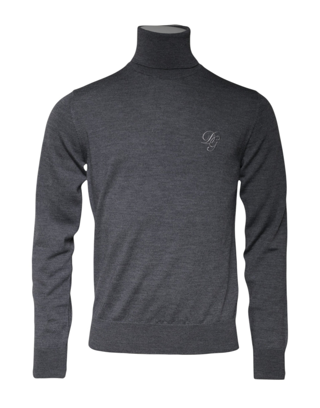 Grauer Rollkragenpullover aus Wolle mit Logo