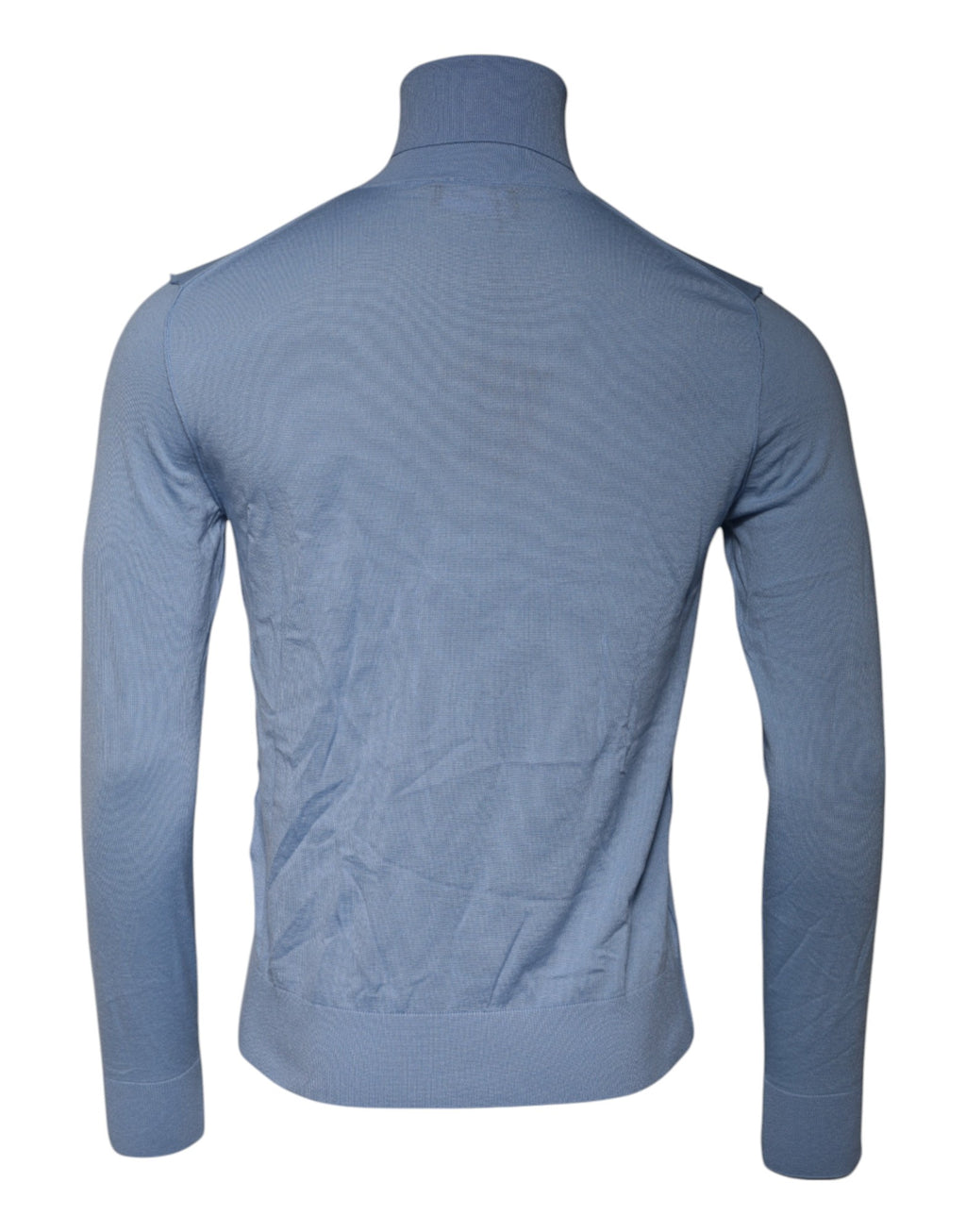 Hellblauer Rollkragenpullover aus Seide