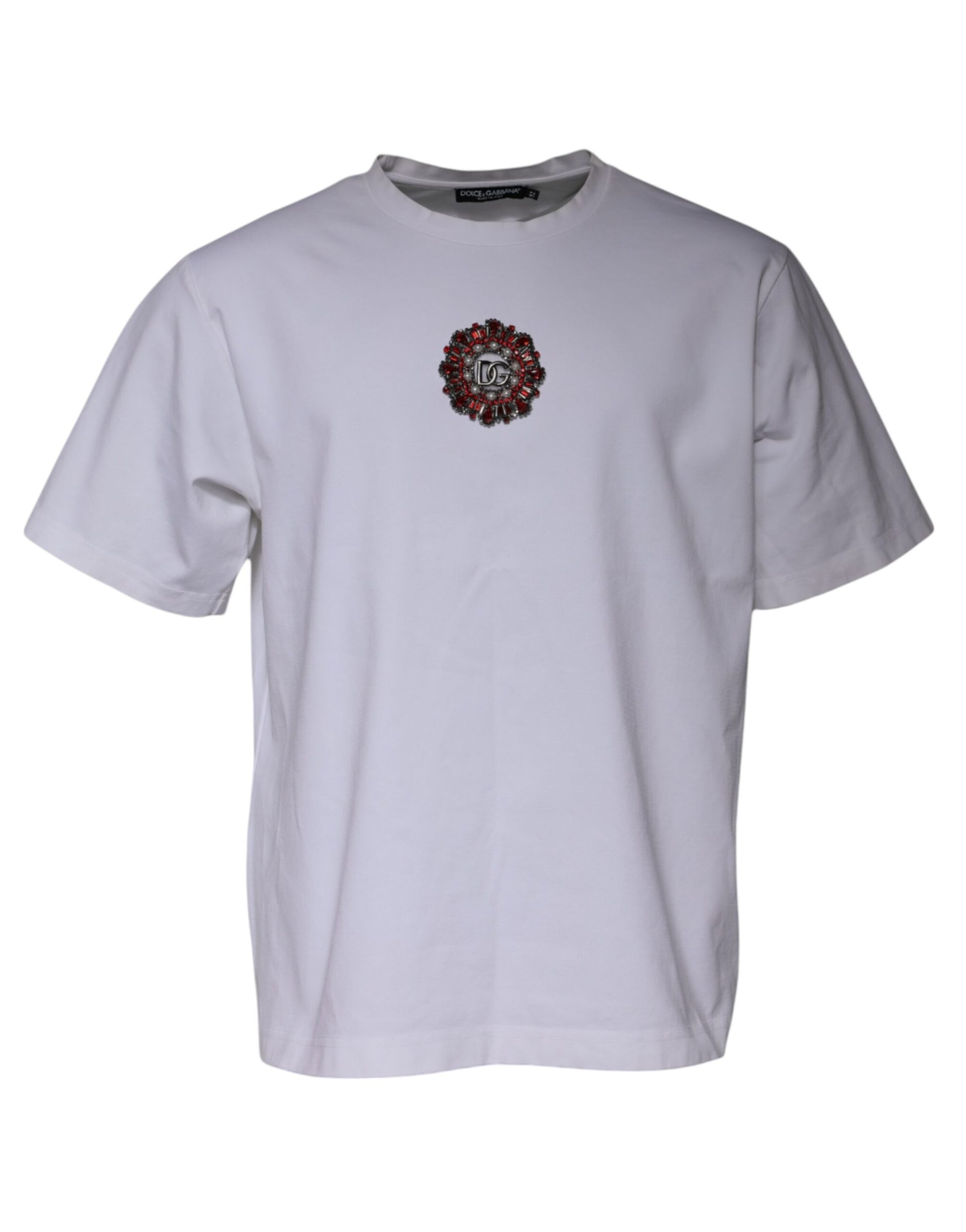 Weißes T-Shirt mit Rundhalsausschnitt und Logoverzierung