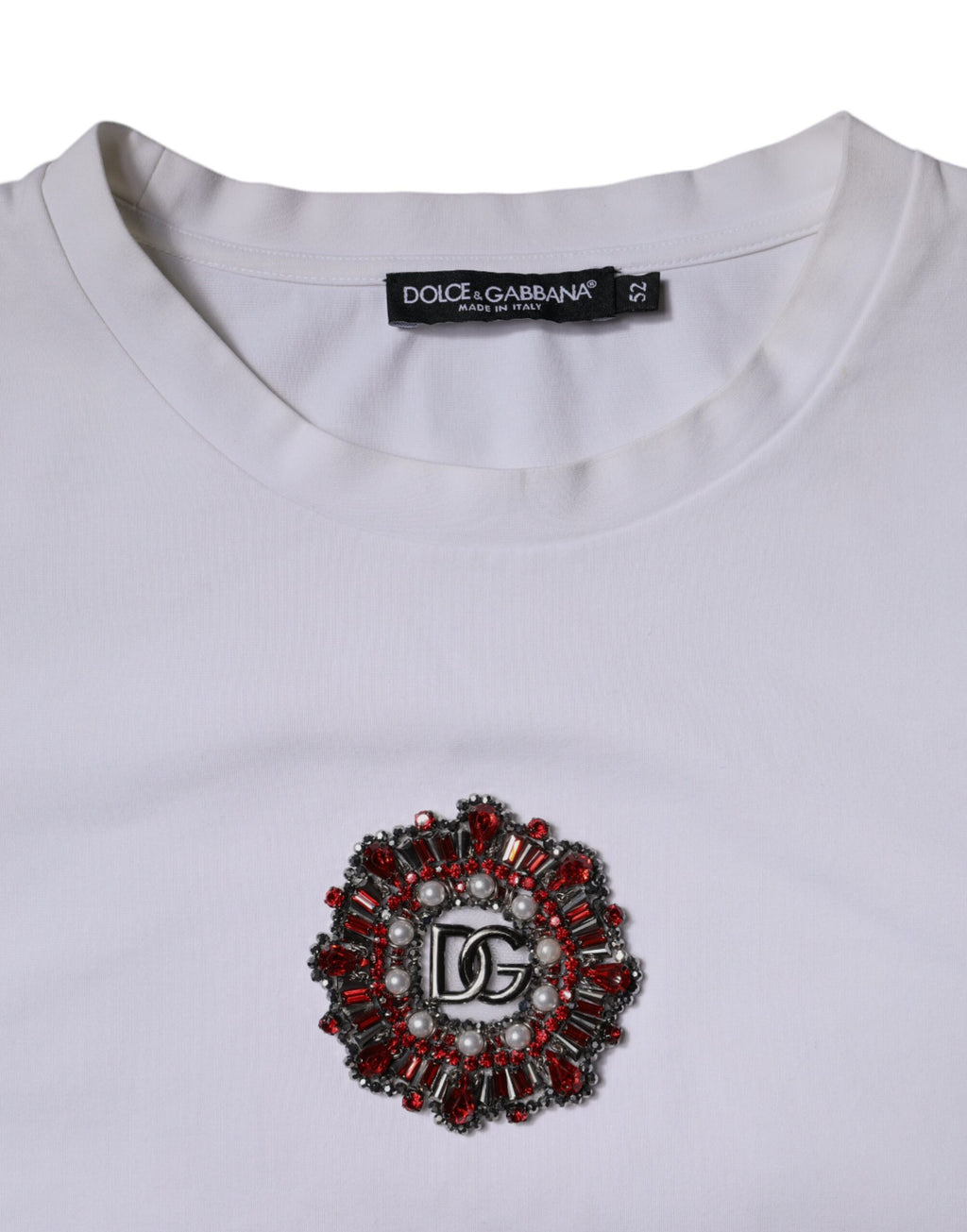 Weißes T-Shirt mit Rundhalsausschnitt und Logoverzierung