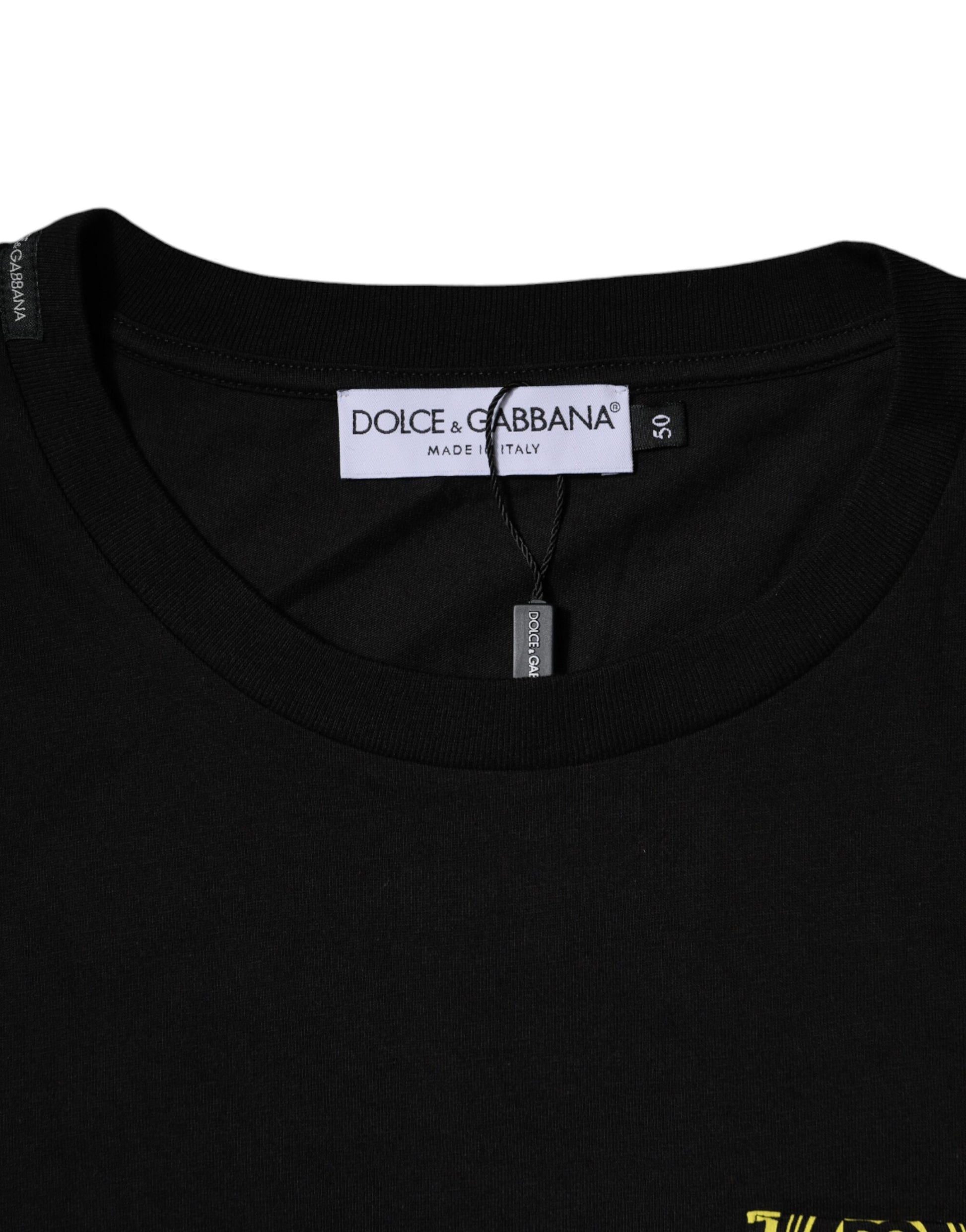 Schwarzes Kurzarm-T-Shirt aus Baumwolle mit Logo-Print