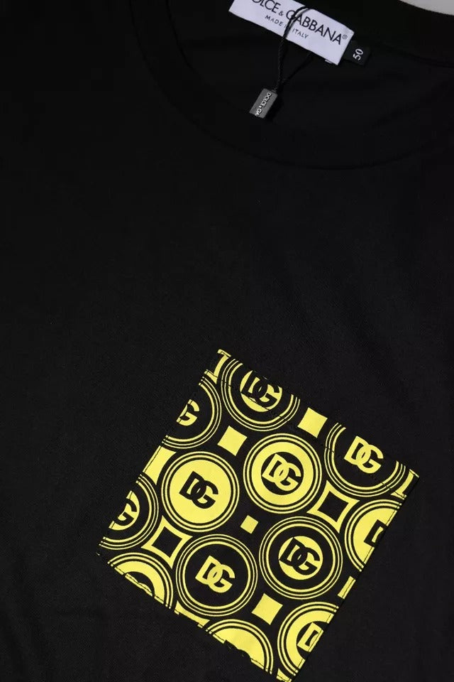 Schwarzes Kurzarm-T-Shirt aus Baumwolle mit Logo-Print