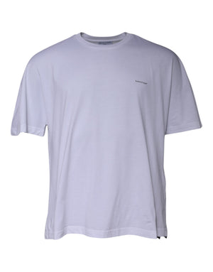 Weißes T-Shirt aus Baumwolle mit Rundhalsausschnitt und kurzen Ärmeln und Logo