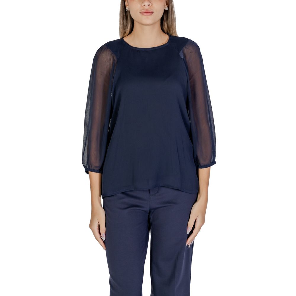 Blaue Polyesterbluse