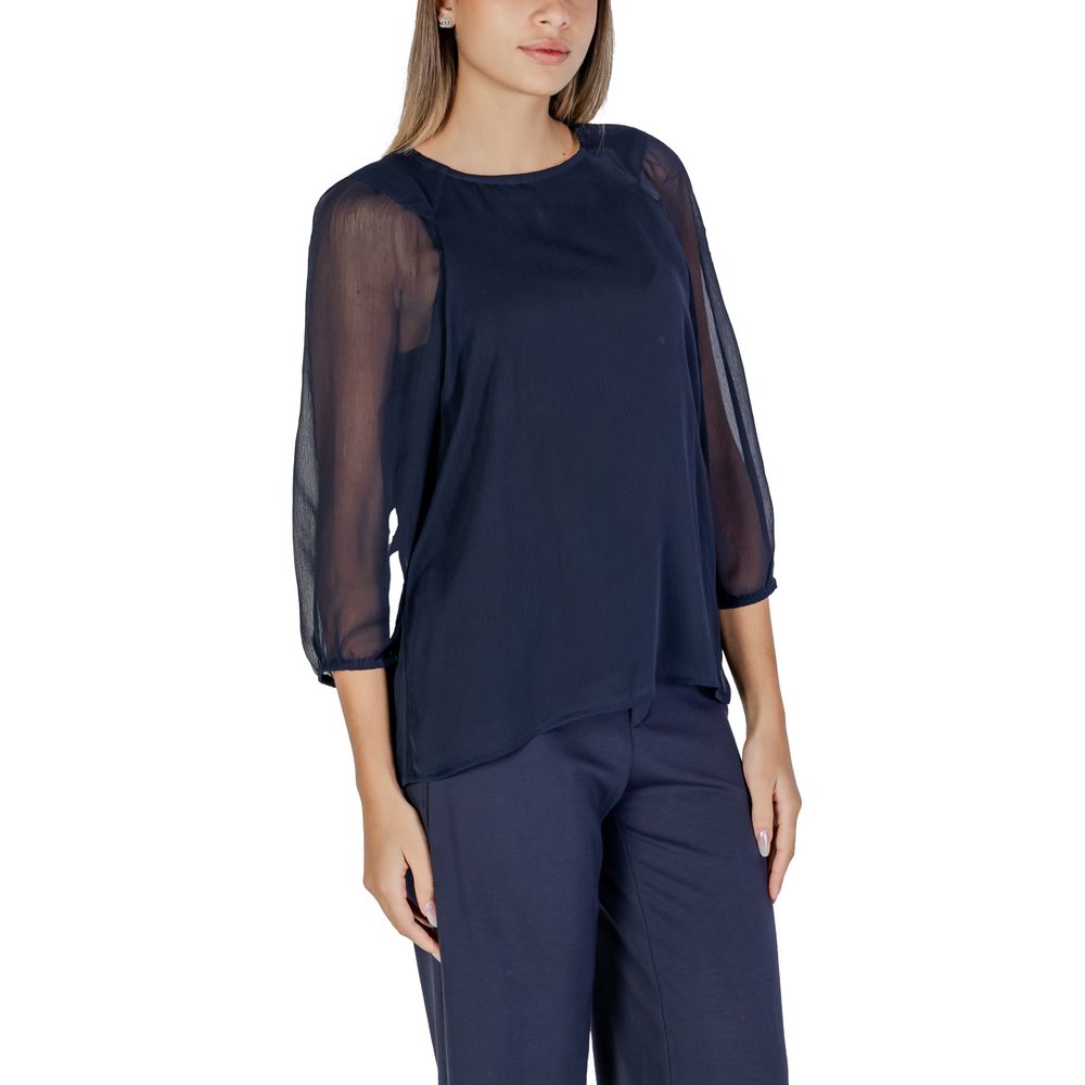 Blaue Polyesterbluse