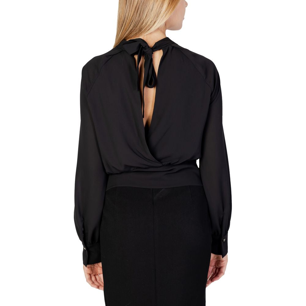 Schwarze Polyesterbluse