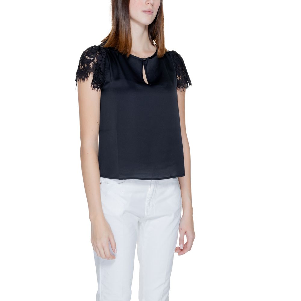 Schwarze Polyesterbluse