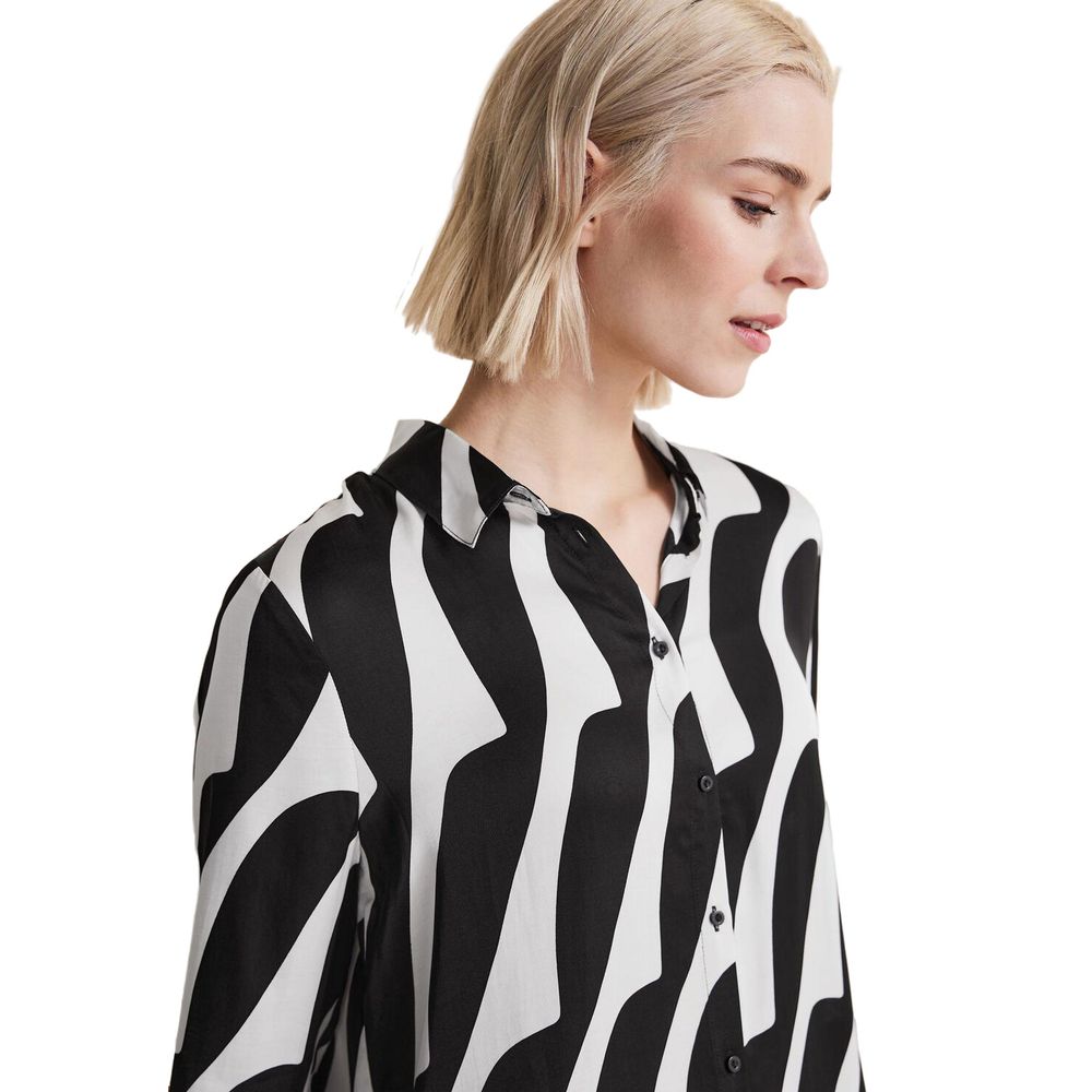 Schwarz-weiße Viskosebluse