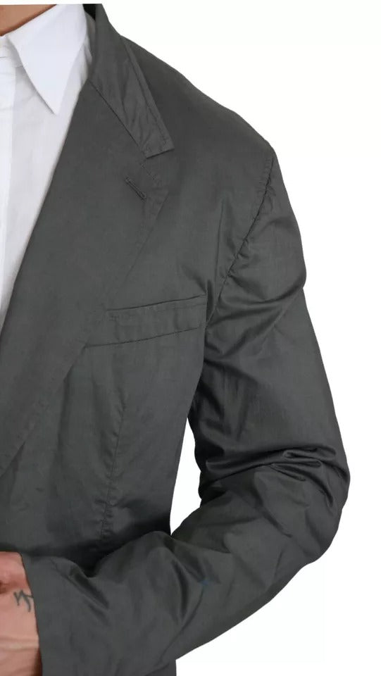 Grauer, einreihiger formeller Blazer aus Baumwolle