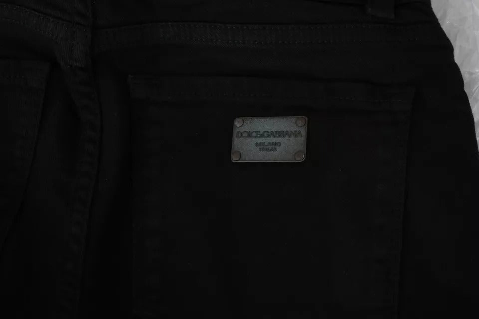 Schwarze Slim-Jeans aus Baumwoll-Stretch mit mittlerer Taille