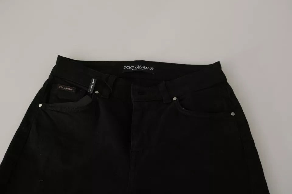 Schwarze Slim-Jeans aus Baumwoll-Stretch mit mittlerer Taille