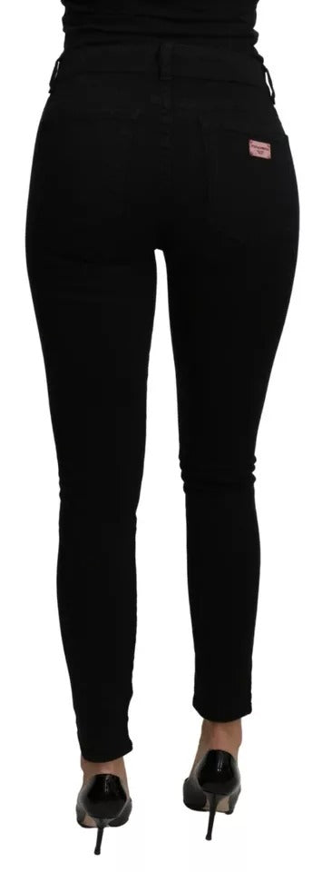 Schwarze Slim-Jeans aus Baumwoll-Stretch mit mittlerer Taille
