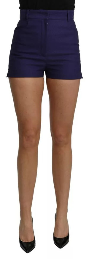 Blaue High Waist Mini Hot Pants Baumwollshorts