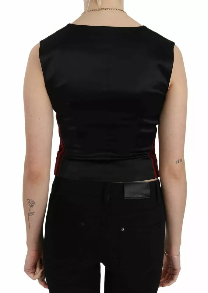 Rot Schwarz Streifen Weste Weste Bluse Top