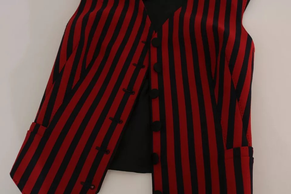 Rot Schwarz Streifen Weste Weste Bluse Top