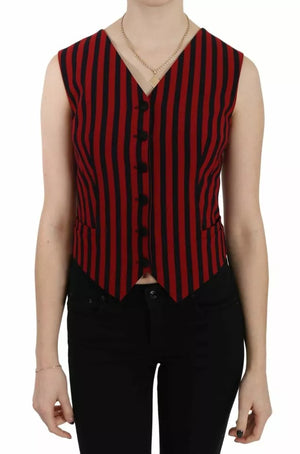 Rot Schwarz Streifen Weste Weste Bluse Top