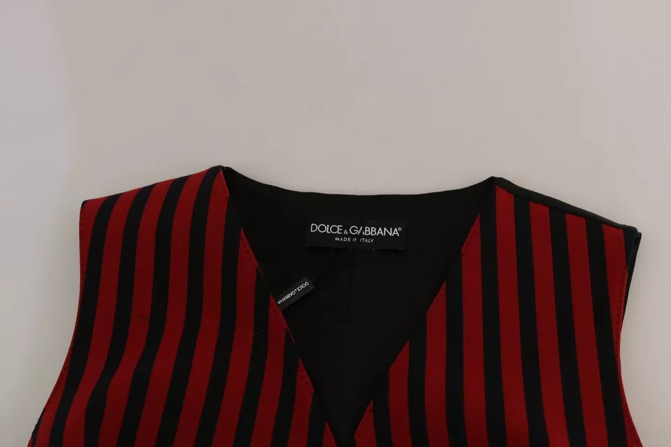 Rot Schwarz Streifen Weste Weste Bluse Top