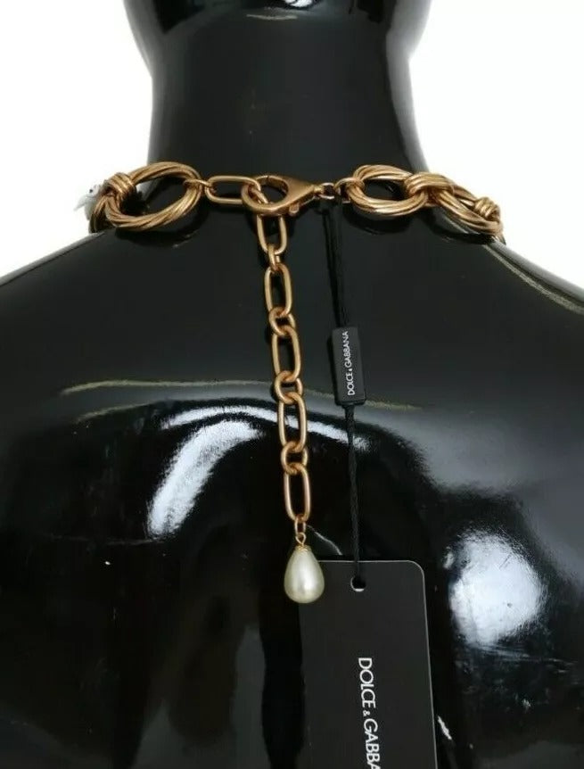 Gold Messing Oversize Kette LILY Blumen Halskette