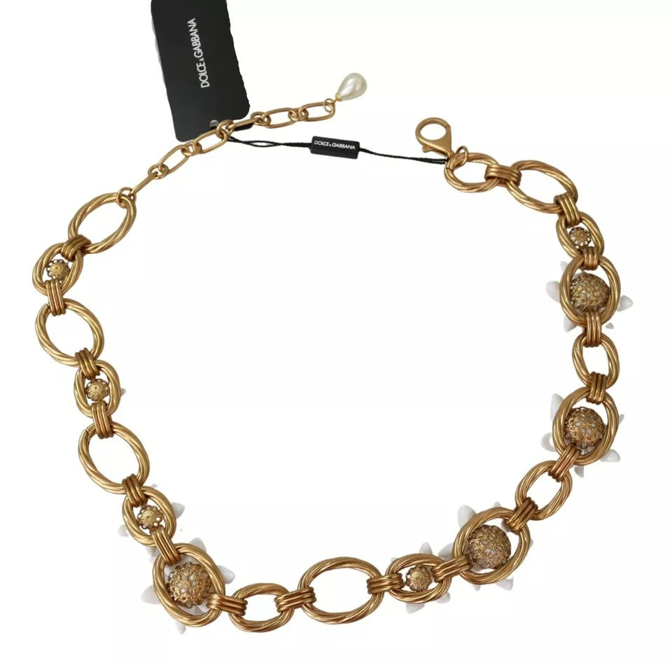Gold Messing Oversize Kette LILY Blumen Halskette