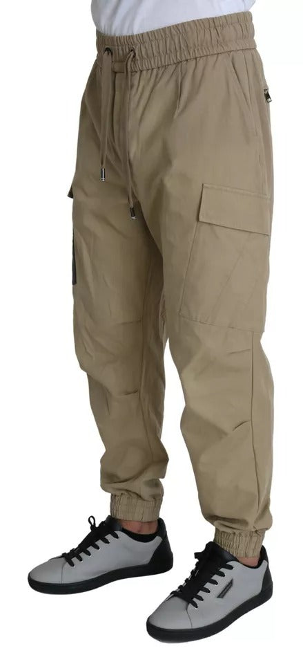 Beige Cargohose mit Pin-Up-Print