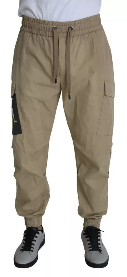 Beige Cargohose mit Pin-Up-Print