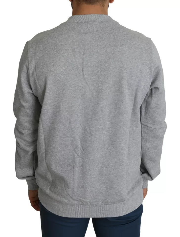 Grauer Pullover aus Baumwolle mit Crown King-Print