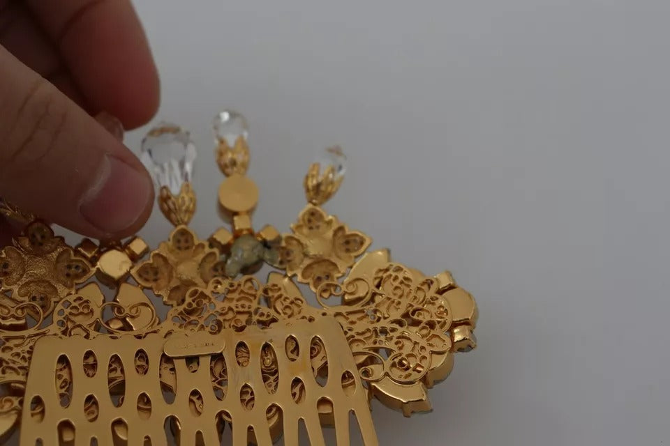 Gold Messing Klar Kristall Haarstab Accessoire Kamm