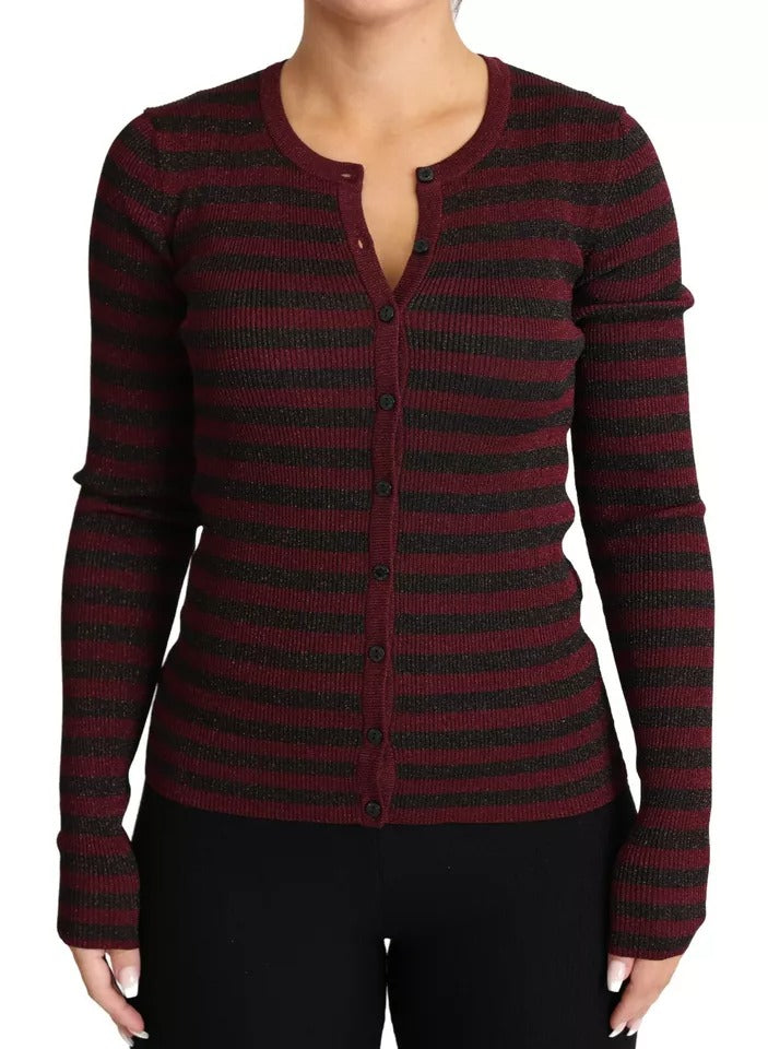 Schwarz-rot gestreifter Damen-Cardigan