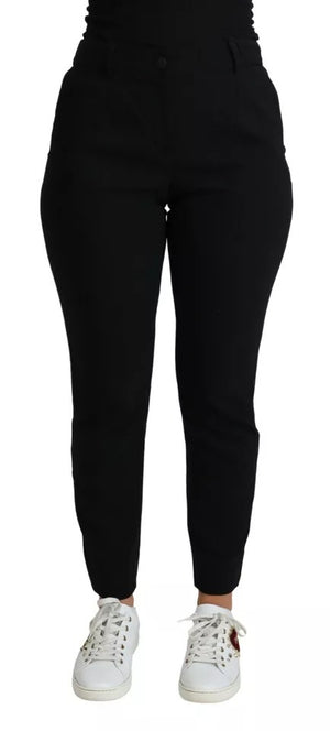 Schwarze Skinny-Hose aus Stretch-Schurwolle