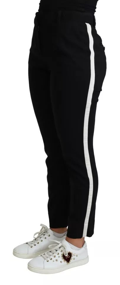 Schwarze Skinny-Hose aus Stretch-Schurwolle
