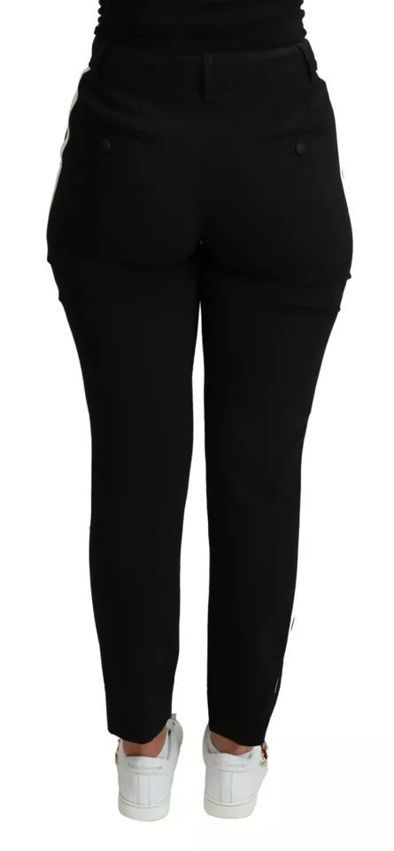 Schwarze Skinny-Hose aus Stretch-Schurwolle