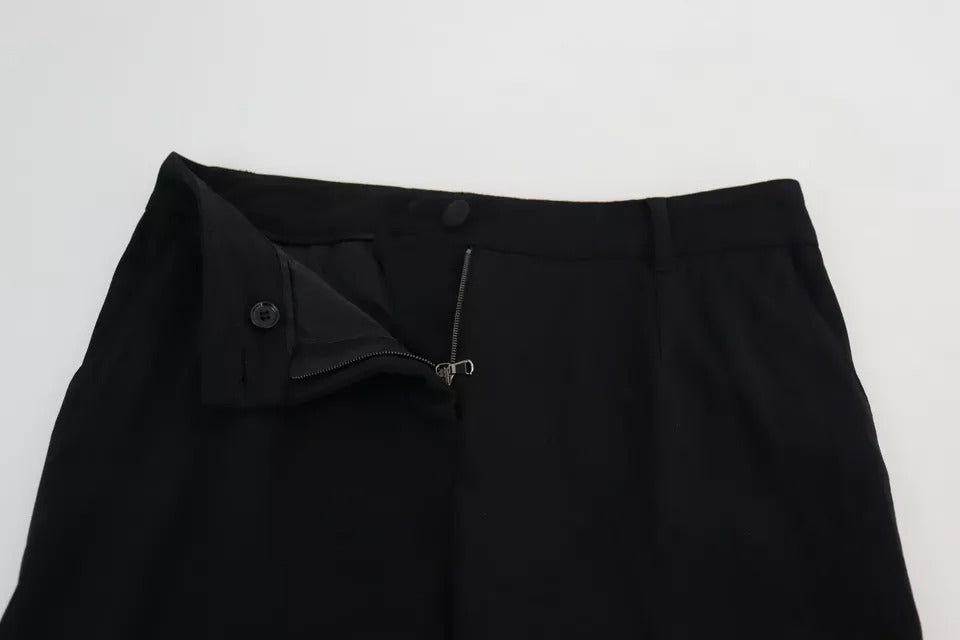 Schwarze Skinny-Hose aus Stretch-Schurwolle