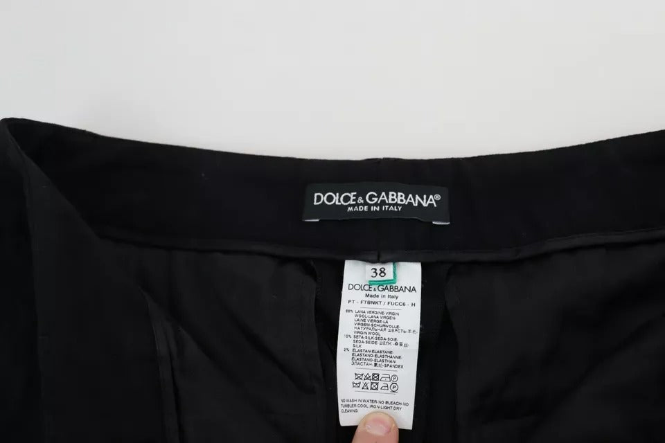 Schwarze Skinny-Hose aus Stretch-Schurwolle