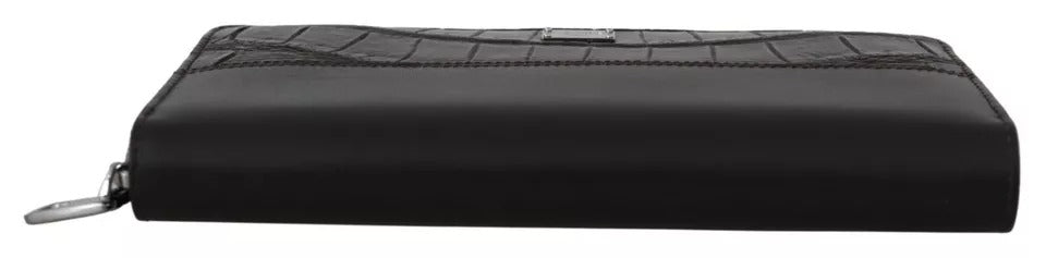 Braune Clutch aus exotischem Leder mit Rundum-Reißverschluss