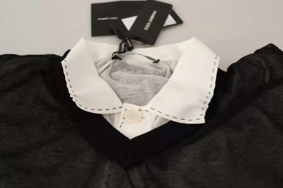 Schwarz-weißes Hemd, einteiliger Pullover