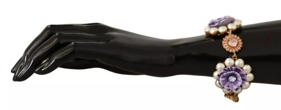 FIORI BLOOMING Florales Barockkristall-Armband aus Messing