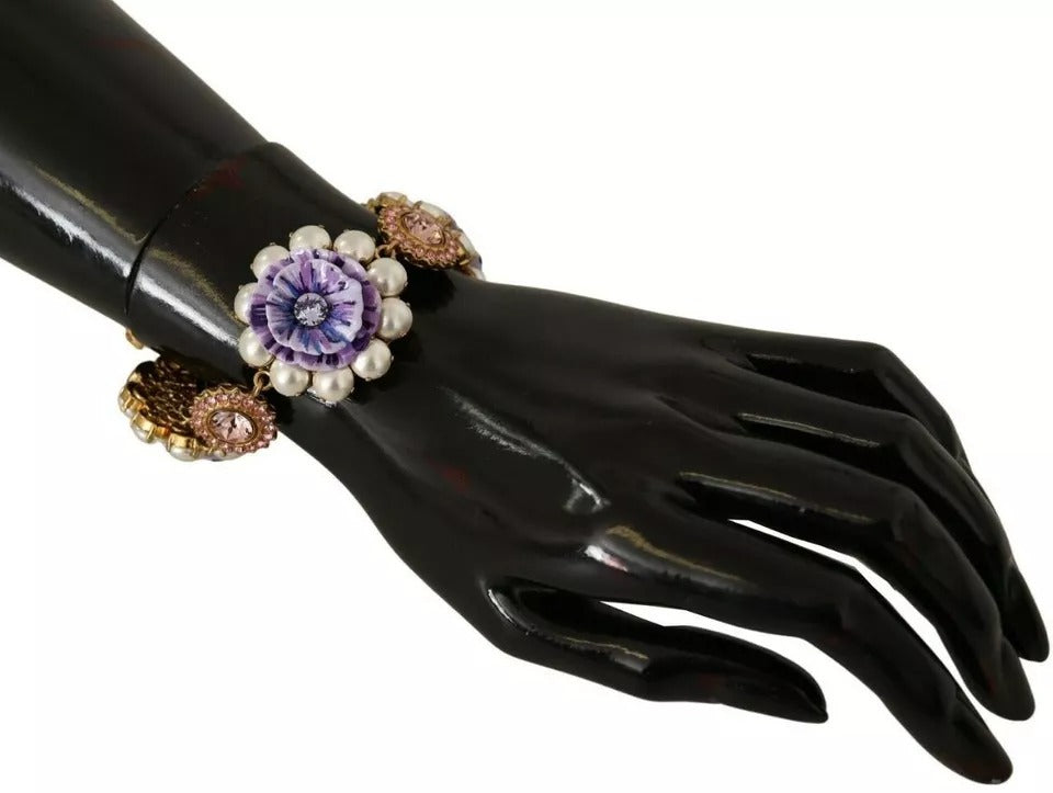 FIORI BLOOMING Florales Barockkristall-Armband aus Messing