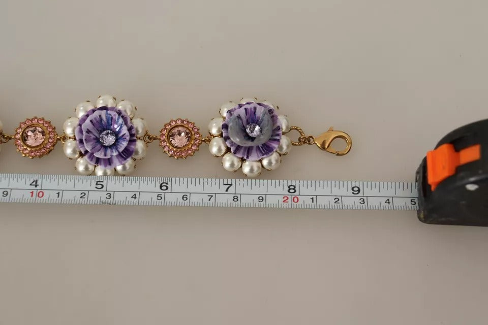 FIORI BLOOMING Florales Barockkristall-Armband aus Messing