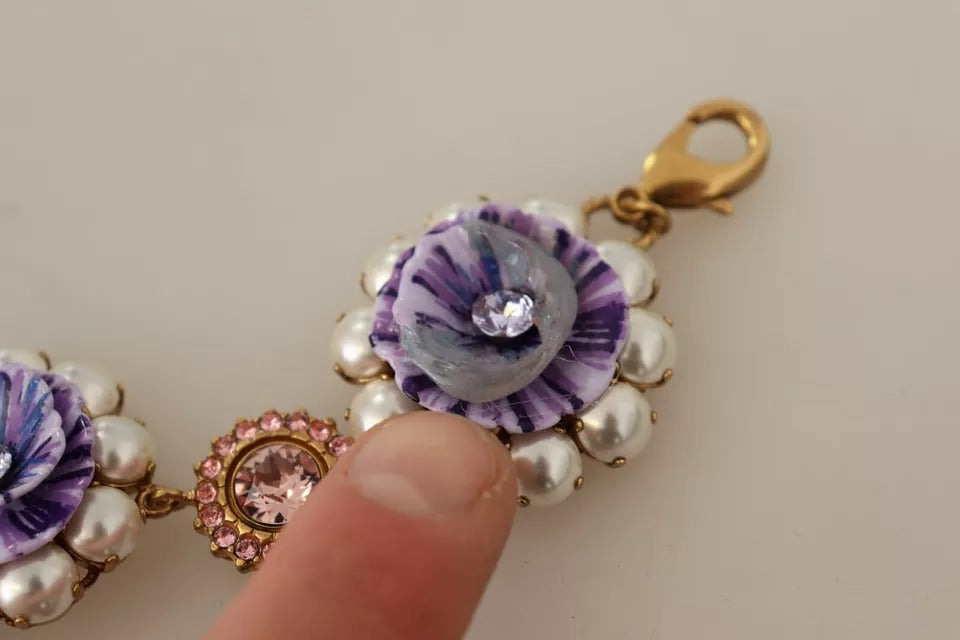 FIORI BLOOMING Florales Barockkristall-Armband aus Messing