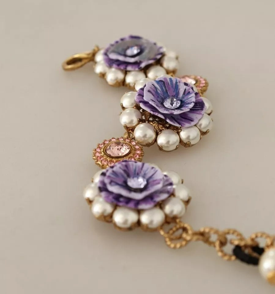 FIORI BLOOMING Florales Barockkristall-Armband aus Messing