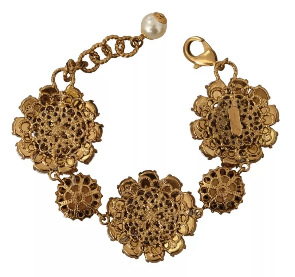 FIORI BLOOMING Florales Barockkristall-Armband aus Messing