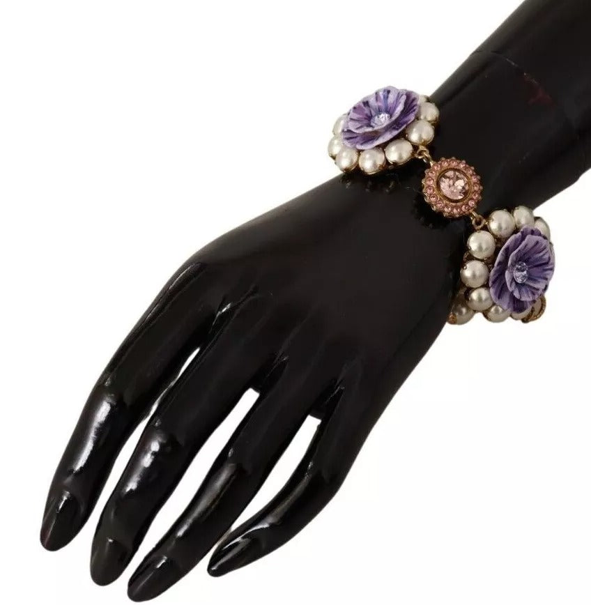 FIORI BLOOMING Florales Barockkristall-Armband aus Messing